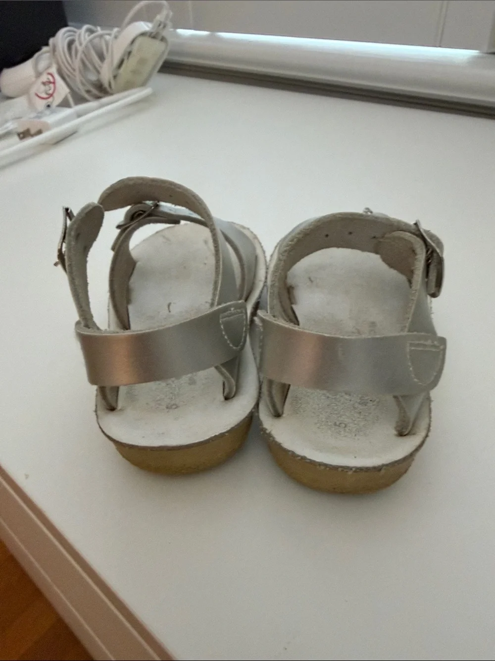 Sun-San Surfer Children's Shiny Silver Double-Buckle Sandals